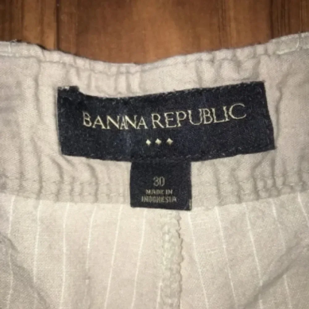 Banana Republic Khaki Striped Linen Shorts